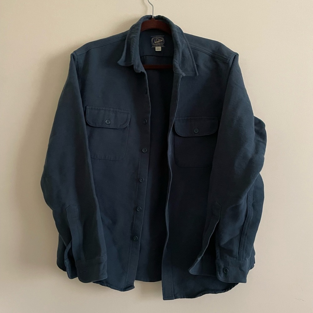 DARK BLUE-ISH GREEN JCREW MENS WORK SHIRT LARGE